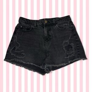 wild fable Black Distressed High-Rise Jean Shorts